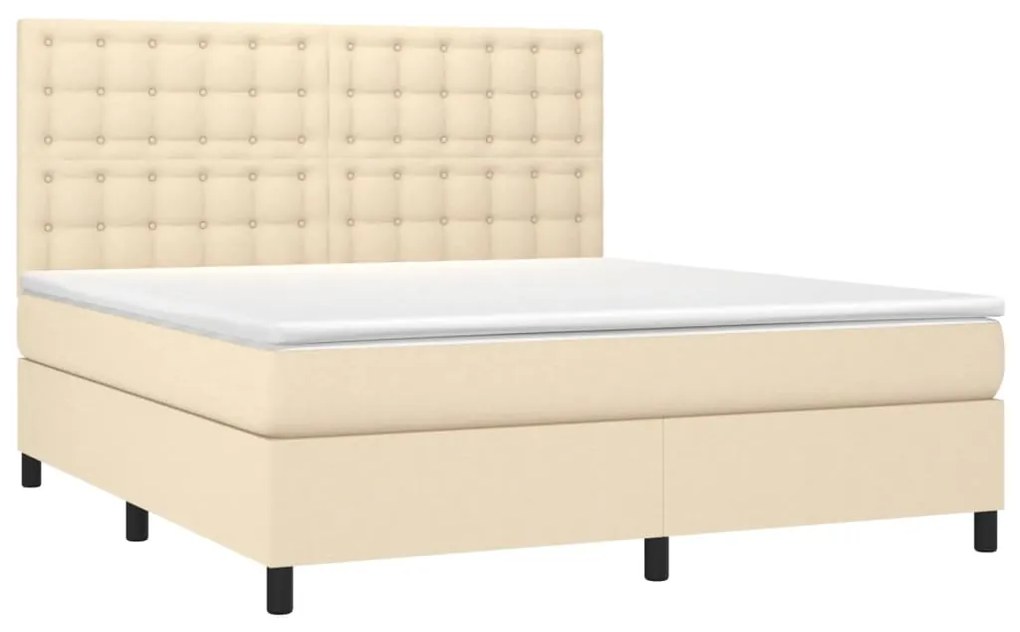 vidaXL Κρεβάτι Boxspring με Στρώμα Κρεμ 180x200 εκ. Υφασμάτινο