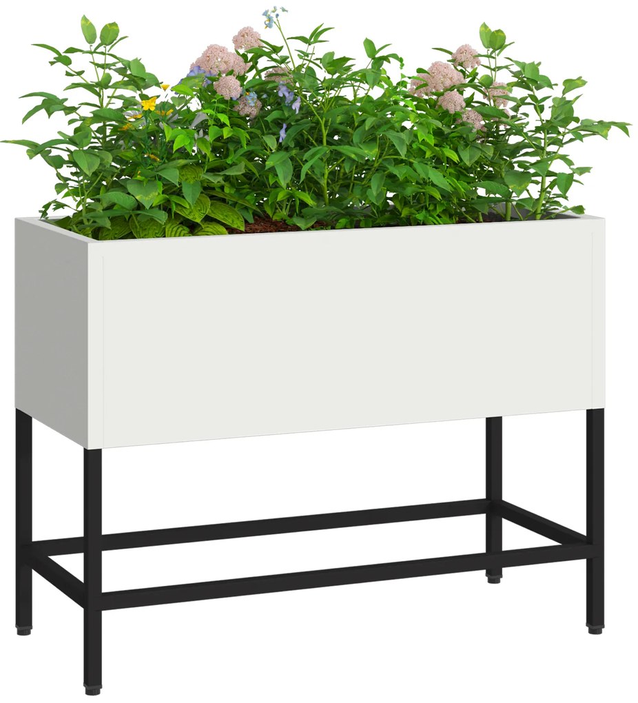 vidaXL Αναδιπλούμενη Κηπευτική Γλάστρα 60x26x45 εκ Λευκός Χάλυβας