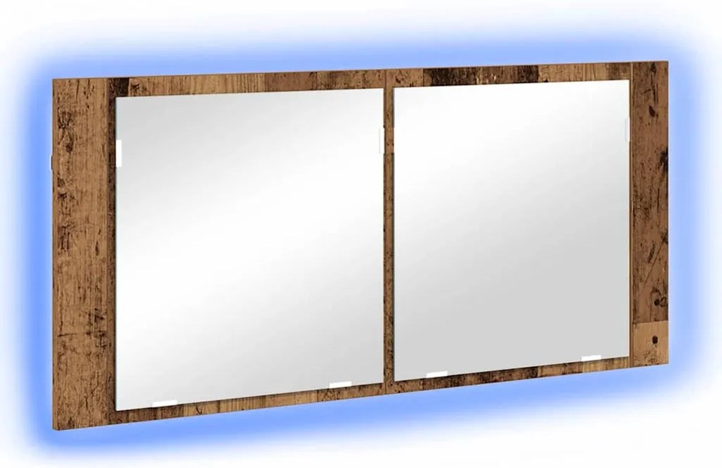 vidaXL Καθρέφτης LED Ντουλάπι Παλιό Ξύλο 100x12x45 cm