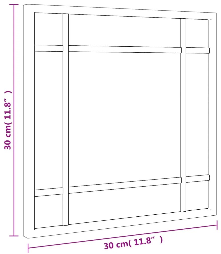 vidaXL Καθρέφτης Τοίχου Τετράγωνος Μαύρος 30 x 30 εκ. από Σίδερο