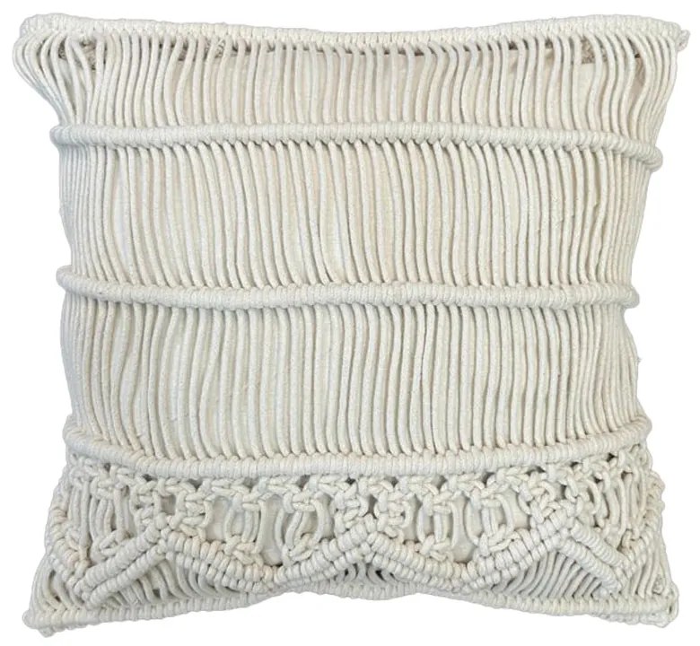 HARSHA ΔΙΑΚΟΣΜΗΤΙΚΟ ΜΑΞΙΛΑΡΙ MACRAME ΒΑΜΒΑΚΙ POLYESTER IVORY 45x45cm - 029111
