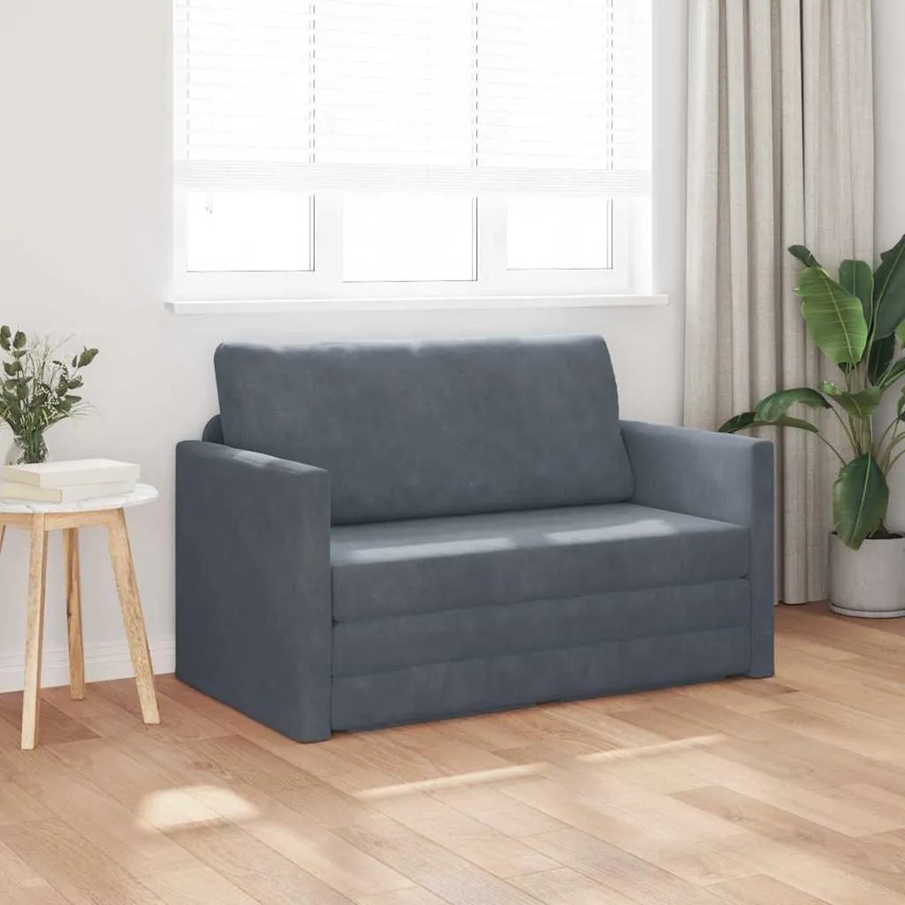 vidaXL Κρεβάτι καναπές Σκούρο Γκρι 124 x 204 x 61 εκ Βελούδο