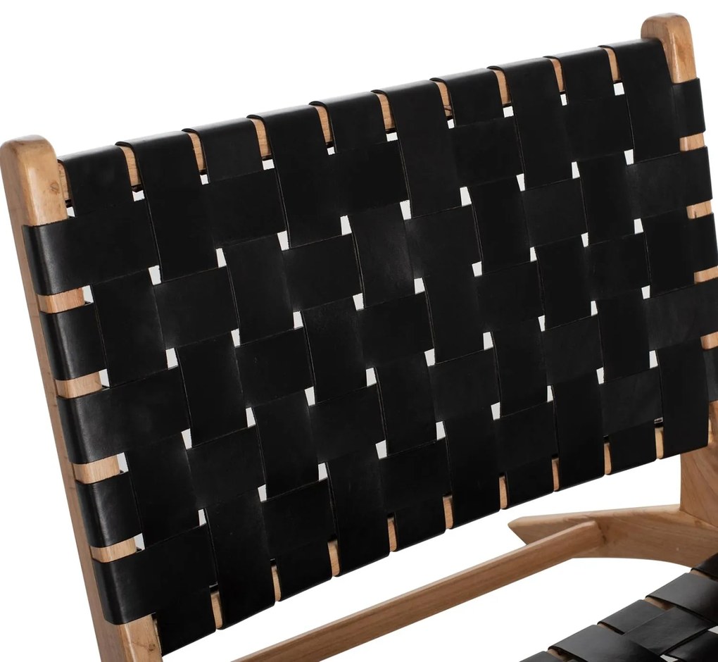 Καρέκλα FELIPE Μασίφ Ξύλο Teak και Μαύρο PU 65x82x88Υεκ. 65x82x88 εκ.