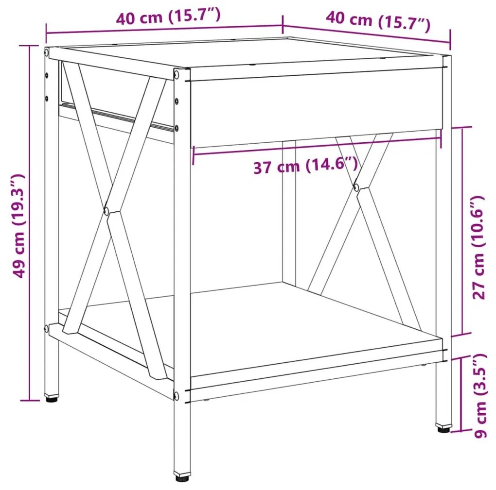 Τραπεζάκι Σαλονιού Άπειρο Φως LED Sonoma Δρυς 40x40x49 εκ. - Καφέ