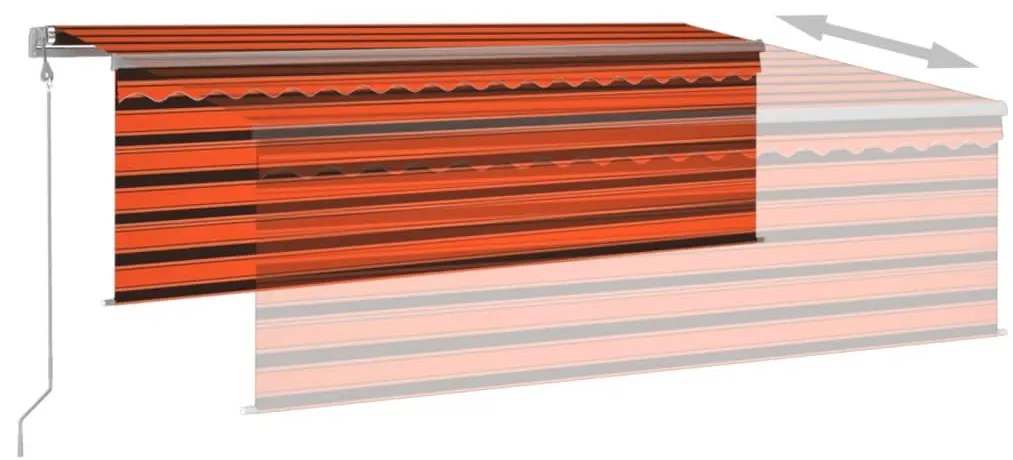 vidaXL Τέντα Αυτόματη με Σκίαστρο/LED/Αισθ. Ανέμου Πορτοκ./Καφέ 4x3 μ