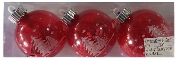Σετ Χριστουγεννιάτικες μπάλες - 8cm - 3pcs - 232006