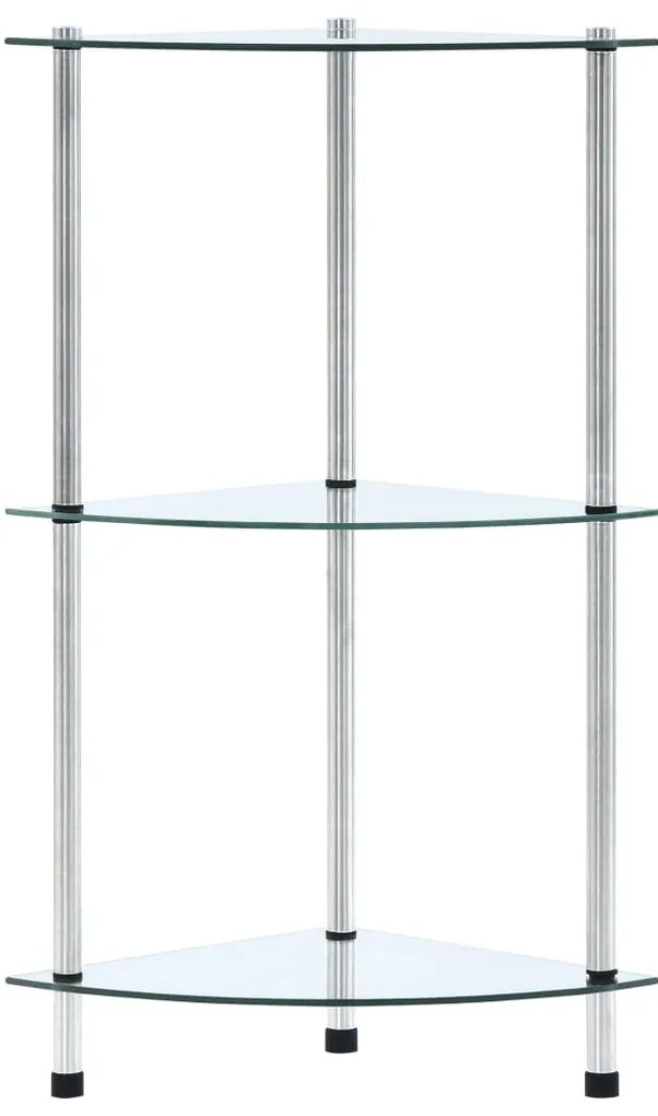 vidaXL Ράφι Διαφανές 3 Επιπέδων 30 x 30 x 67 εκ. από Ψημένο Γυαλί