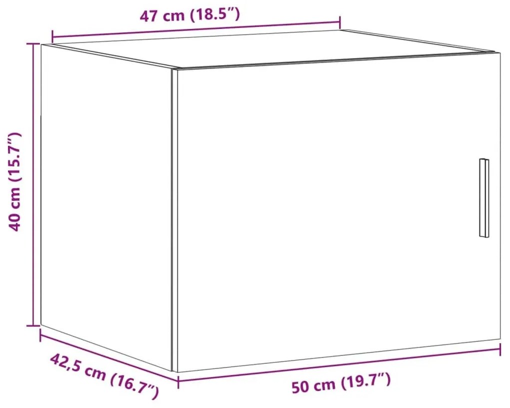 Ντουλάπι Τοίχου Sonoma Δρυς 50x42,5x40 εκ. Επεξεργασμένο Ξύλο - Καφέ