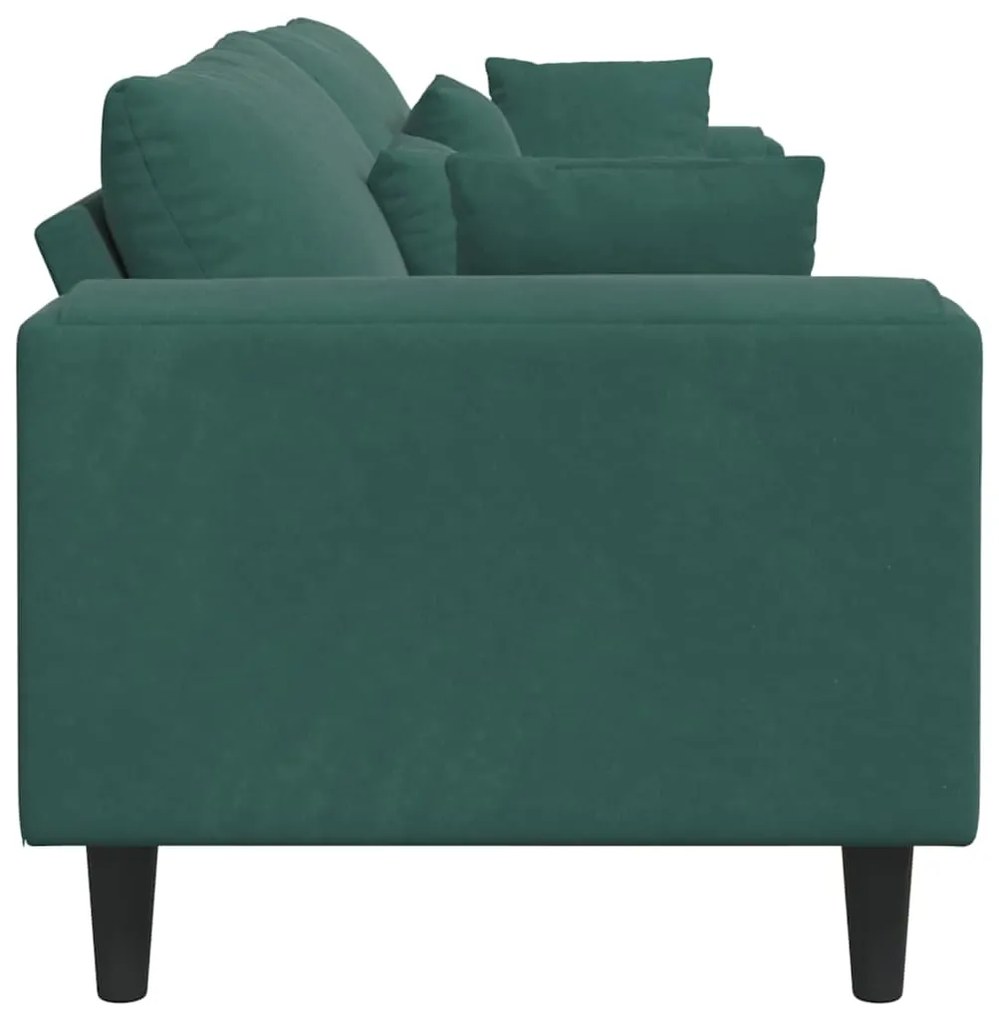 vidaXL Καναπές με μαξιλάρι Σκούρο Πράσινο 250 x 77 x 76 εκ. Βελούδο