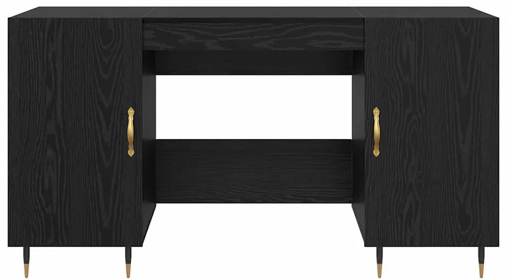 vidaXL Γραφείο με ράφι Μαύρη δρυς 140 x 50 x 75 εκ. Επεξεργασμένο ξύλο