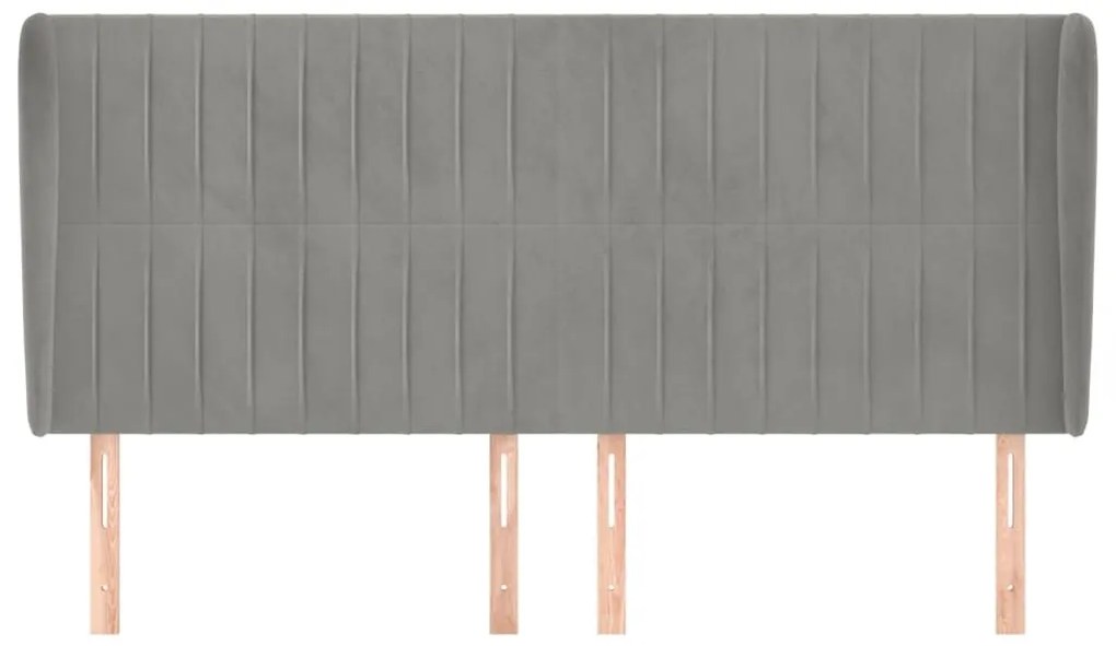 Κεφαλάρι με Πτερύγια Ανοιχτό Γκρι 163x23x118/128 εκ. Βελούδινο - Γκρι