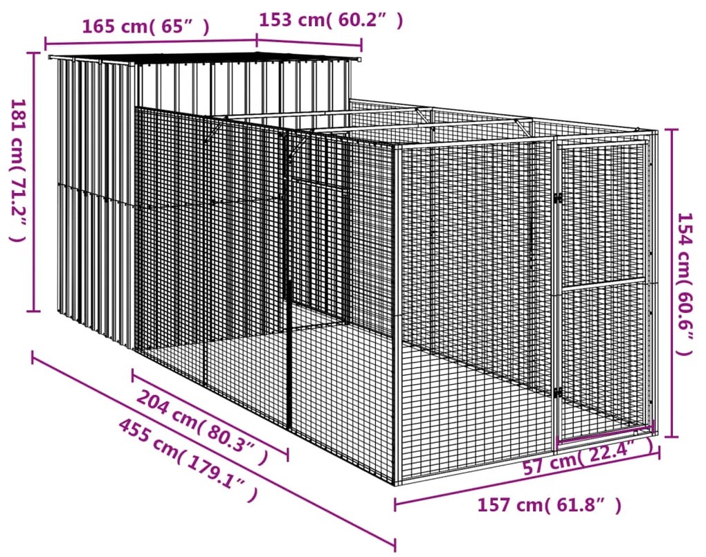 ΣΠΙΤΑΚΙ ΣΚΥΛΟΥ ΜΕ ΑΥΛΗ ΑΝΘΡΑΚΙ 165X455X181 ΕΚ. ΓΑΛΒΑΝ. ΧΑΛΥΒΑΣ 3189099