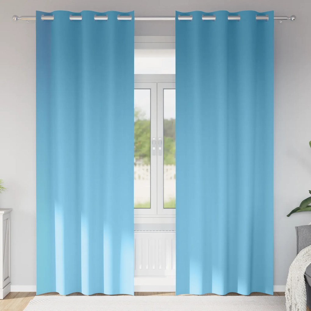 vidaXL Κουρτίνες με κουρτίνες 2 pcs Γαλάζιο 225 x 140 εκ. Πολυεστέρας