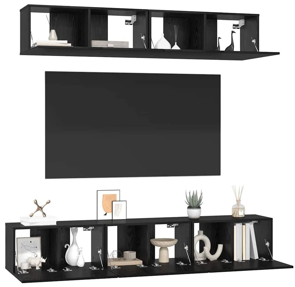 vidaXL Σετ επίπλου τηλεόρασης 5 pcs Μαύρη Οξυά Επεξεργασμένο ξύλο