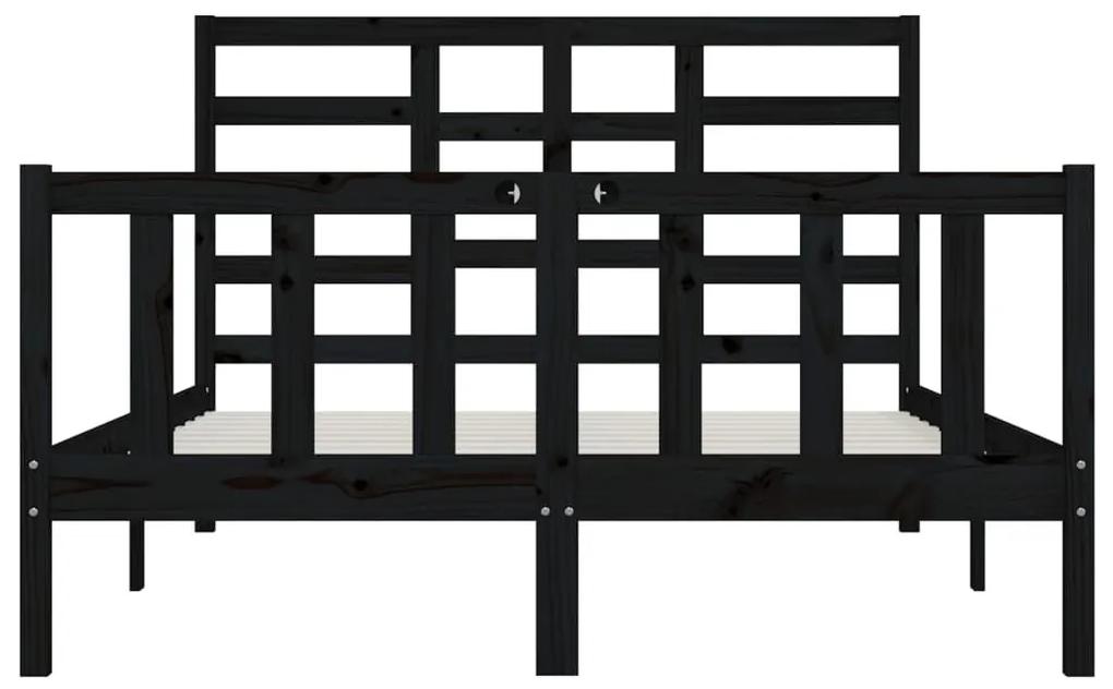 Πλαίσιο Κρεβατιού Μαύρο 120 x 200 εκ. από Μασίφ Ξύλο Πεύκου - Μαύρο