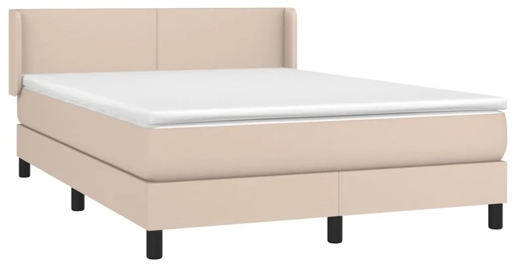 vidaXL Κρεβάτι Boxspring με Στρώμα Καπουτσίνο 140x200εκ.από Συνθ.Δέρμα