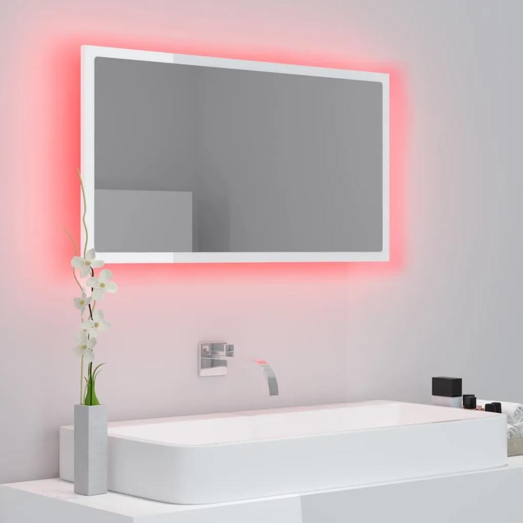 vidaXL Καθρέφτης Μπάνιου με LED Γυαλ. Λευκό 80x8,5x37 εκ. Ακρυλικός