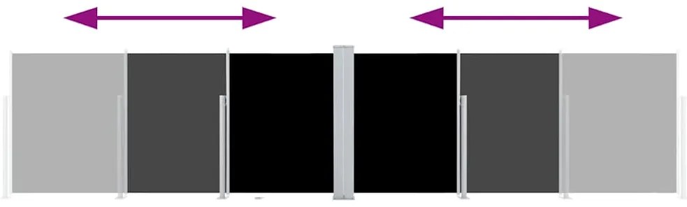 vidaXL Σκίαστρο Πλαϊνό Συρόμενο Μαύρο 140 x 600 εκ.