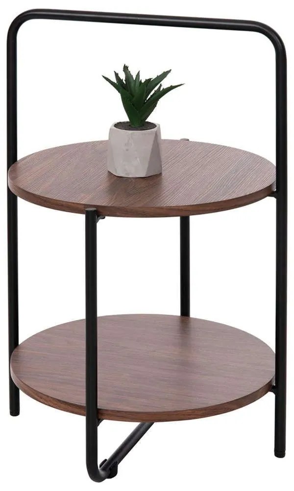 Τραπέζι Βοηθητικό Sylo HM9618.02 Φ44x66cm Wallnut-Black Mdf, Metal