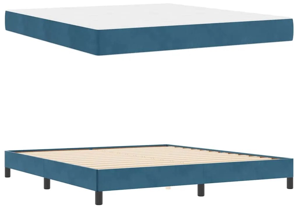 vidaXL Κρεβάτι box spring με στρώμα Σκούρο Μπλε 180 x 200 cm Βελούδο