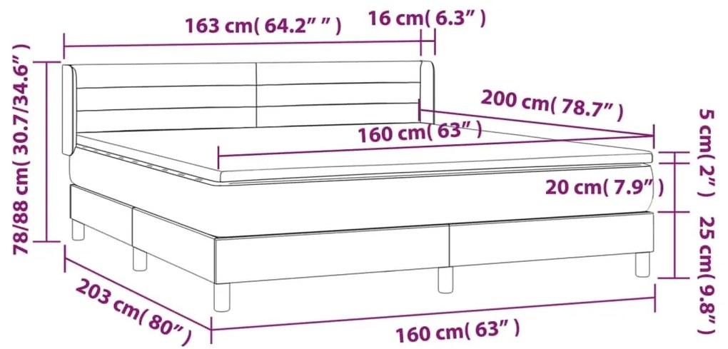 ΚΡΕΒΑΤΙ BOXSPRING ΜΕ ΣΤΡΩΜΑ ΣΚΟΥΡΟ ΜΠΛΕ 160X200 ΕΚ. ΒΕΛΟΥΔΙΝΟ 3131031