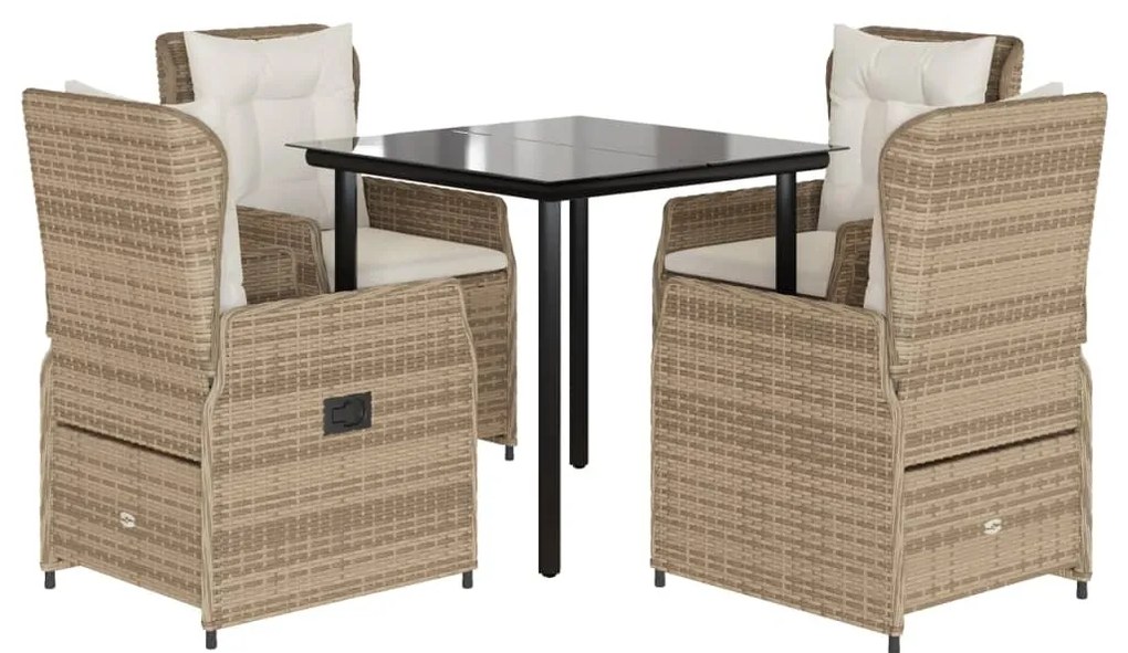 vidaXL Σετ Τραπεζαρίας Κήπου 5 τεμ. Μπεζ Συνθετικό Ρατάν με Μαξιλάρι