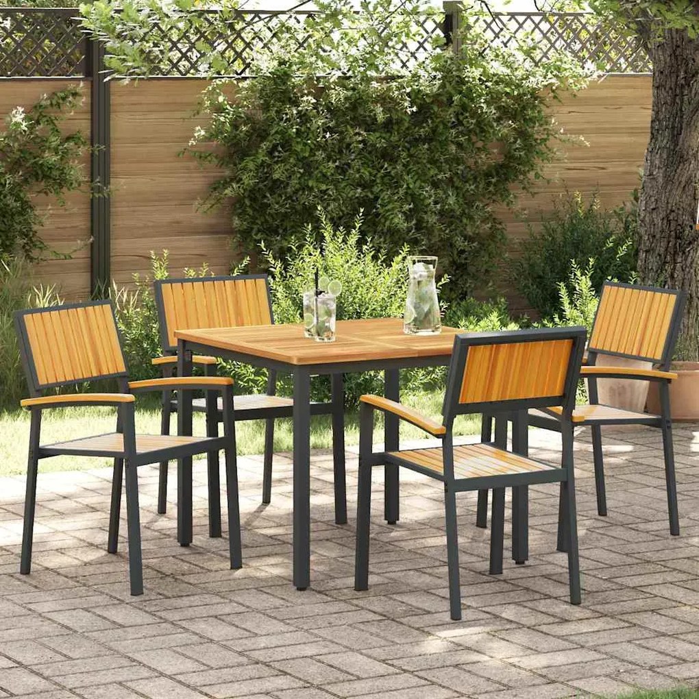 vidaXL Σέτ φαγητού για κήπο 5 pcs Μαύρο και καφέ 90 x 90 x 75 cm