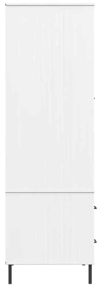 vidaXL Ντουλάπα OSLO Λευκή 90x55x172,5 εκ. Μασίφ Ξύλο με Μετ. Πόδια
