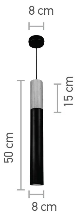 InLight Κρεμαστό φωτιστικό σε μαύρη απόχρωση και ξύλο 1XGU10 D:40cm (4017-BL)