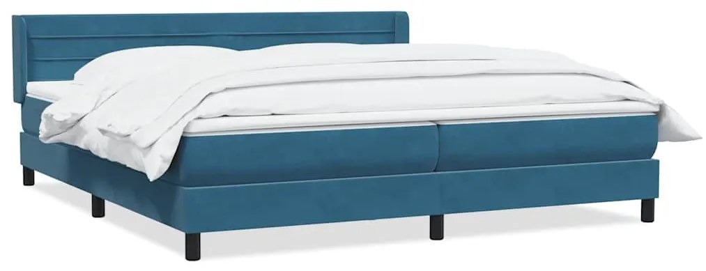 Box Spring κρεβάτι με στρώμα σκούρο μπλε 200x220 cm Βελούδινο - Μπλε