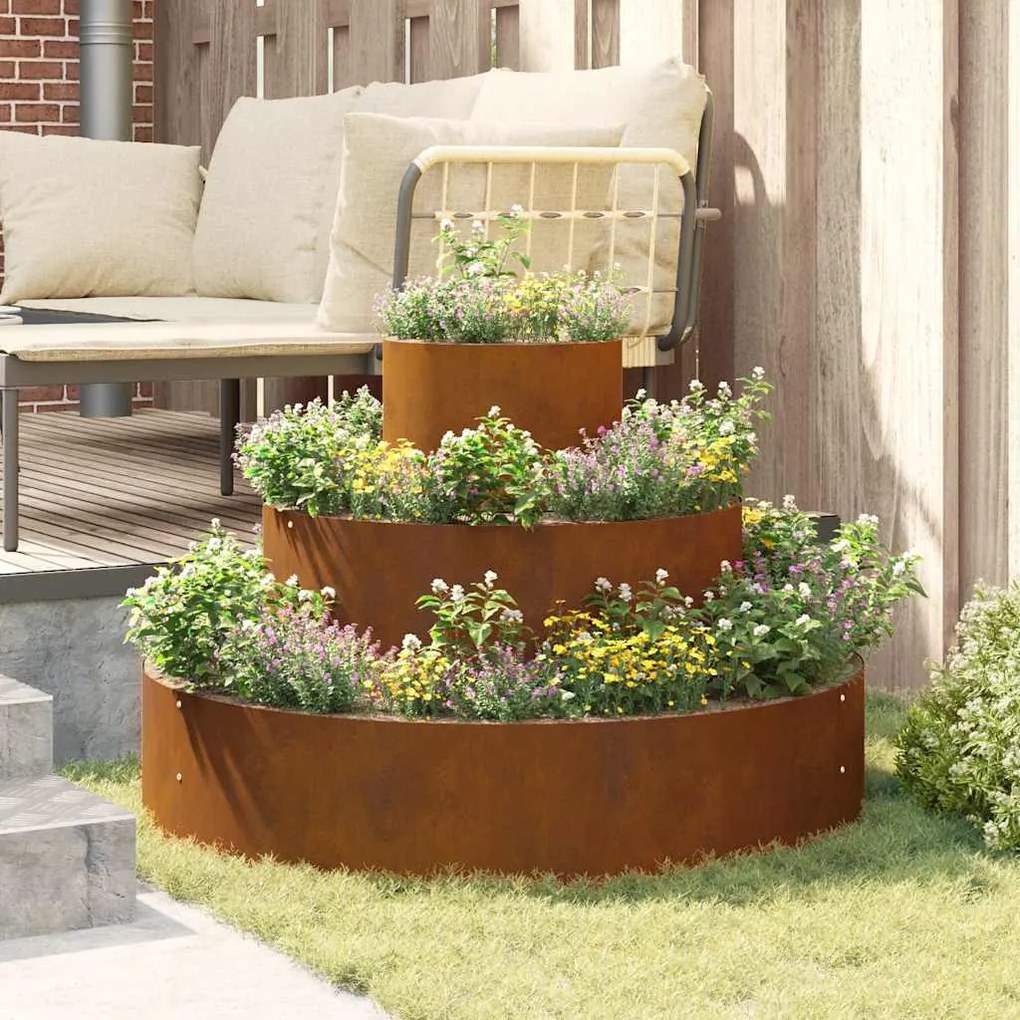 vidaXL Γλάστρα Κήπου Καφέ 90 x 90 x 20 εκ Ατσάλι corten