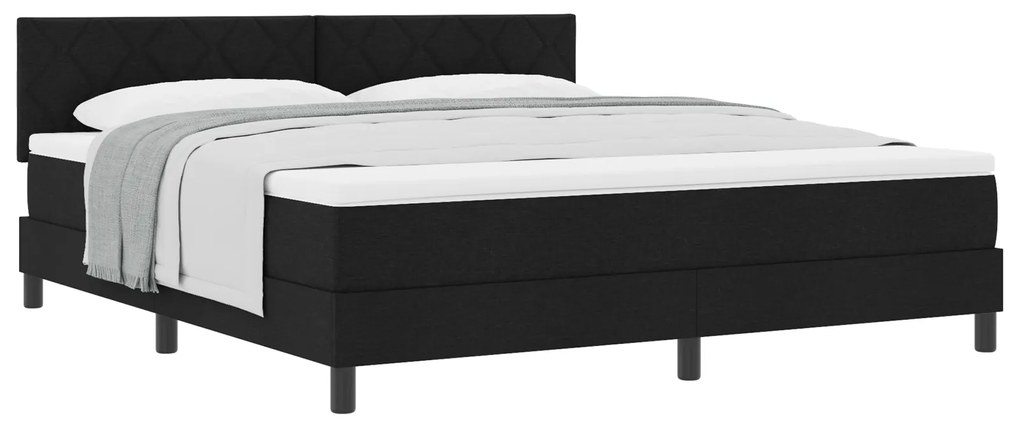 vidaXL Kρεβάτι Box Spring με Στρώμα Μαύρο 180x200 εκ. Υφασμάτινο