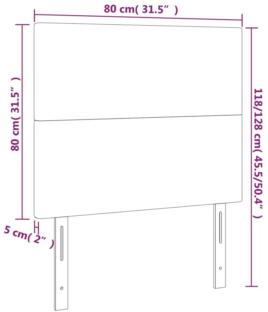 vidaXL Κεφαλάρι Κρεβατιού LED Ανοιχτό Γκρι 80x5x118/128 εκ. Υφασμάτινο