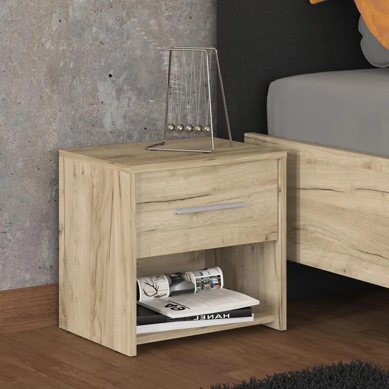 Σετ 2 Κομοδίνα Garona 2NO1F Γκρί Δρύς 42x33x42 εκ. 42x33x42 εκ.
