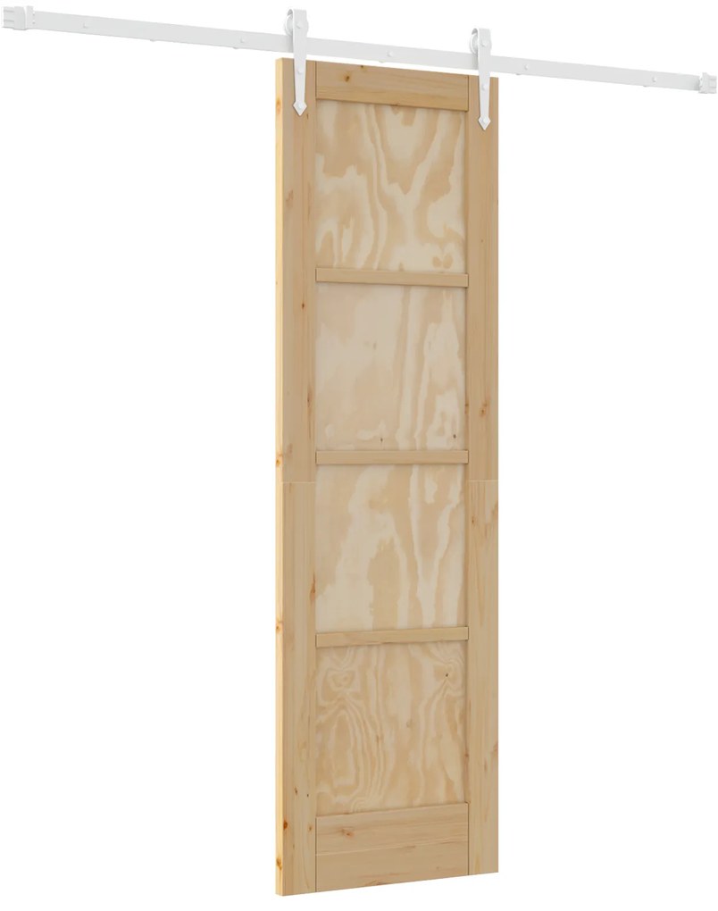 vidaXL Συρόμενη Πόρτα με Σετ Εξαρτημάτων 61x198.5 cm Στέρεο Ξύλο Πεύκο