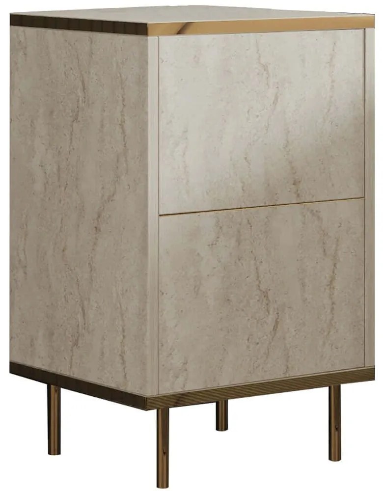 Κομοδίνο Imaj 382NRC1808 40x35x60cm Travertine Beige-Gold