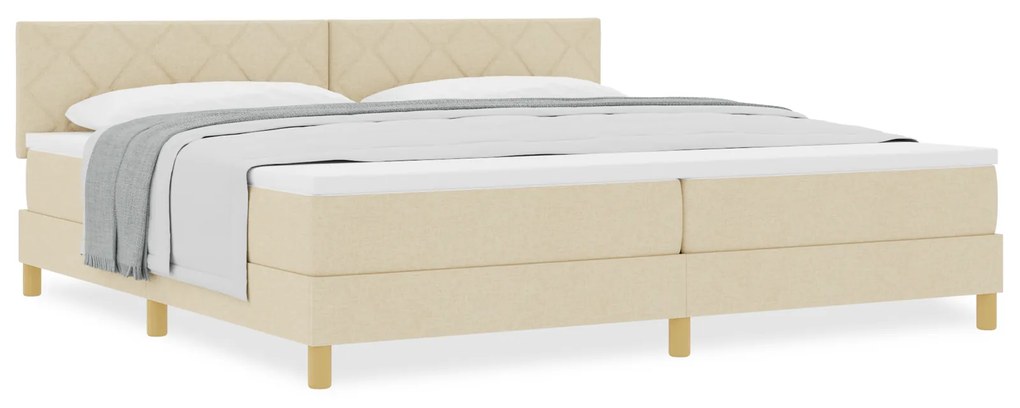 vidaXL Κρεβάτι με Σπαστό Στρώμα Κρεμ 200x200 cm Ύφασμα