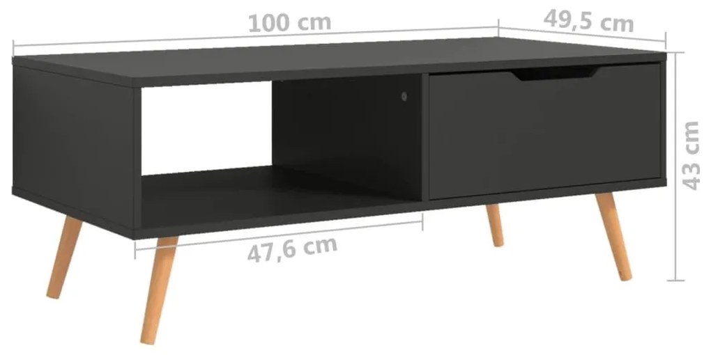 Τραπεζάκι Σαλονιού Γκρι 100 x 49,5 x 43 εκ. από Επεξ. Ξύλο - Γκρι