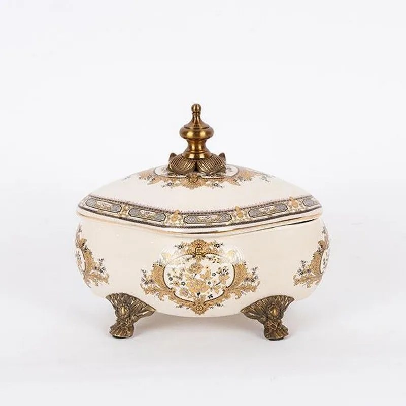 Φοντανιέρα Πορσελάνινη 752-21028 21.5x16x20cm White-Gold Estheti Home Πορσελάνη