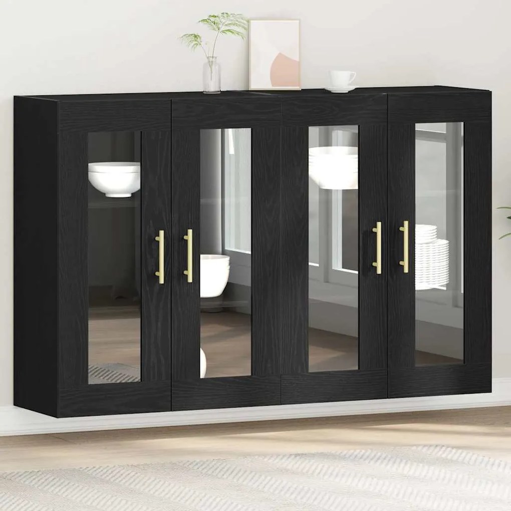 vidaXL Επιτοίχιο ντουλάπι 2 pcs Μαύρη δρυς 69.5 x 34 x 90 εκ.