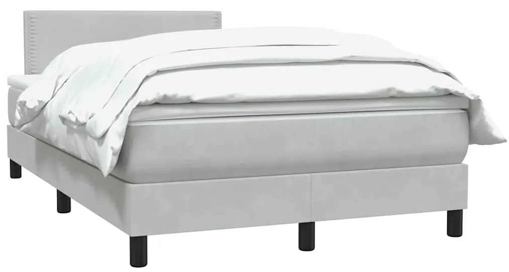 vidaXL Κρεβάτι Boxspring με Στρώμα Ανοιχτό Γκρι 120x220 εκ. Βελούδινο