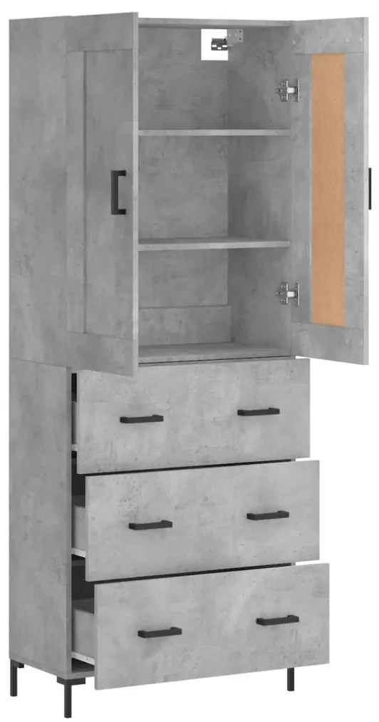 vidaXL Ντουλάπι Γκρι Σκυροδέματος 69,5x34x180 εκ. Επεξεργασμένο Ξύλο