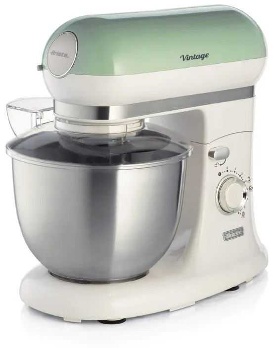 Πλανητικό μίξερ Ariete VINTAGE 1588/04, 2400W, 5,5 l, 7 ταχύτητες, Pulse, ρετρό σχεδιασμός, αντιολισθητικά πόδια, Λευκό/Πράσινο