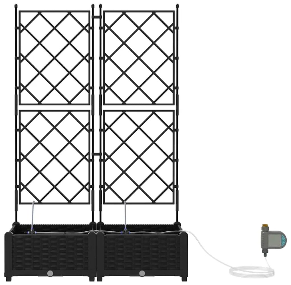 vidaXL Ζαρντινιέρες κήπου Μαύρο 80 x 40 x 126 cm Ατσάλι