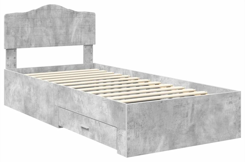 vidaXL Σκελετός Κρεβατιού με κεφαλάρι Σκυρόδεμα Γκρι 75 x 190 cm