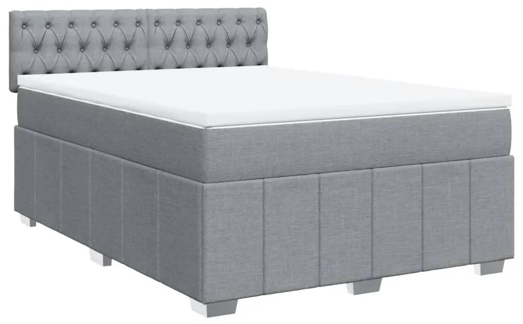 vidaXL Κρεβάτι Boxspring με Στρώμα Ανοιχτό Γκρι 140x190 εκ. Υφασμάτινο