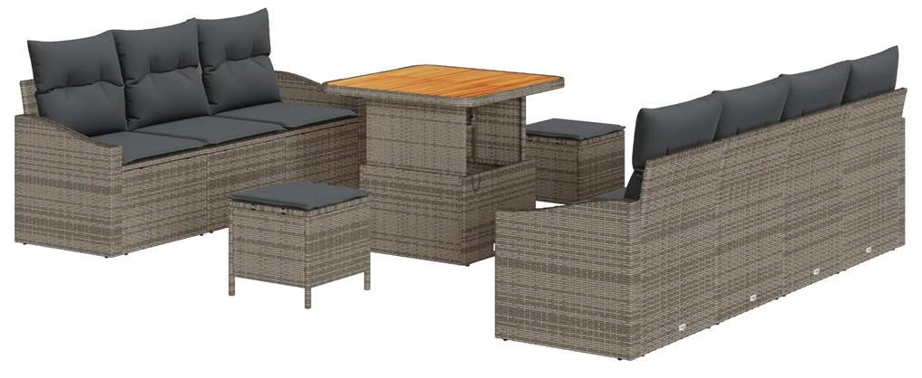 vidaXL Σετ Καναπέ Κήπου με μαξιλάρι 10 pcs Γκρι 80 x 80 x 71 cm