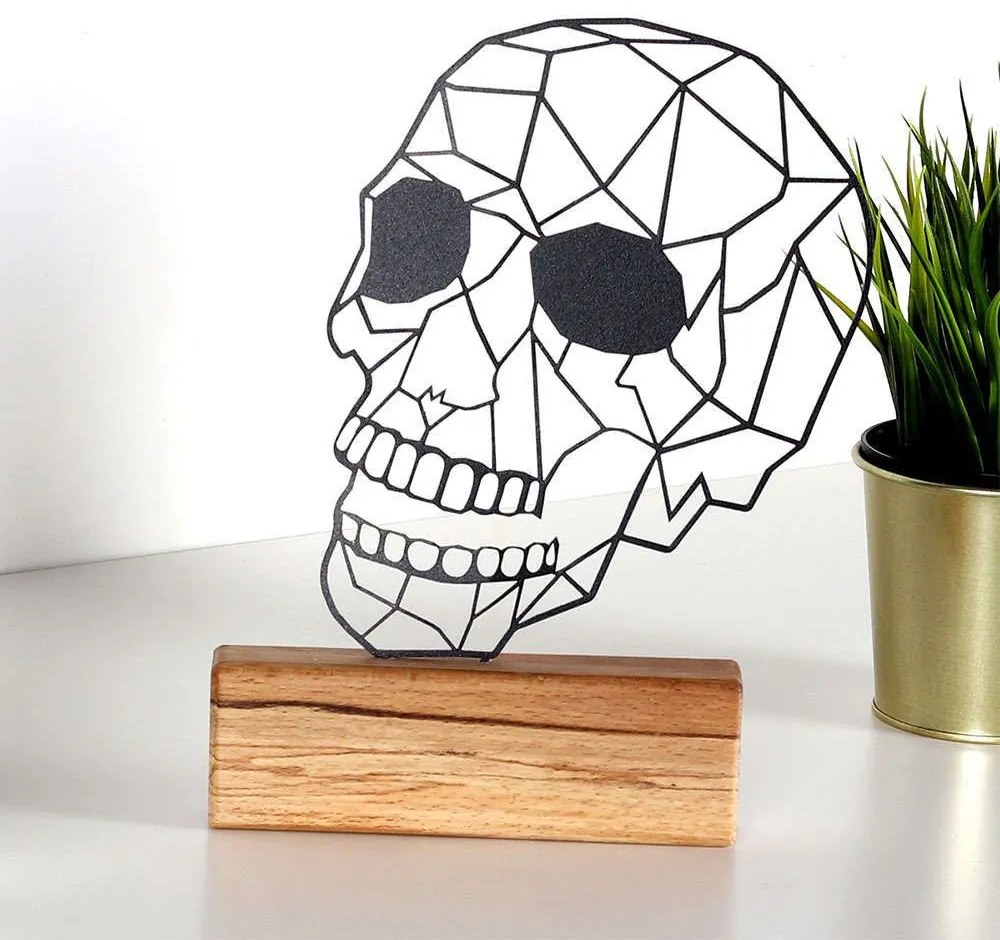 Διακοσμητικό Επιτραπέζιο Skull 533BSG1155 17x3,5x29cm Natural-Black Aberto Design Metal,Wood
