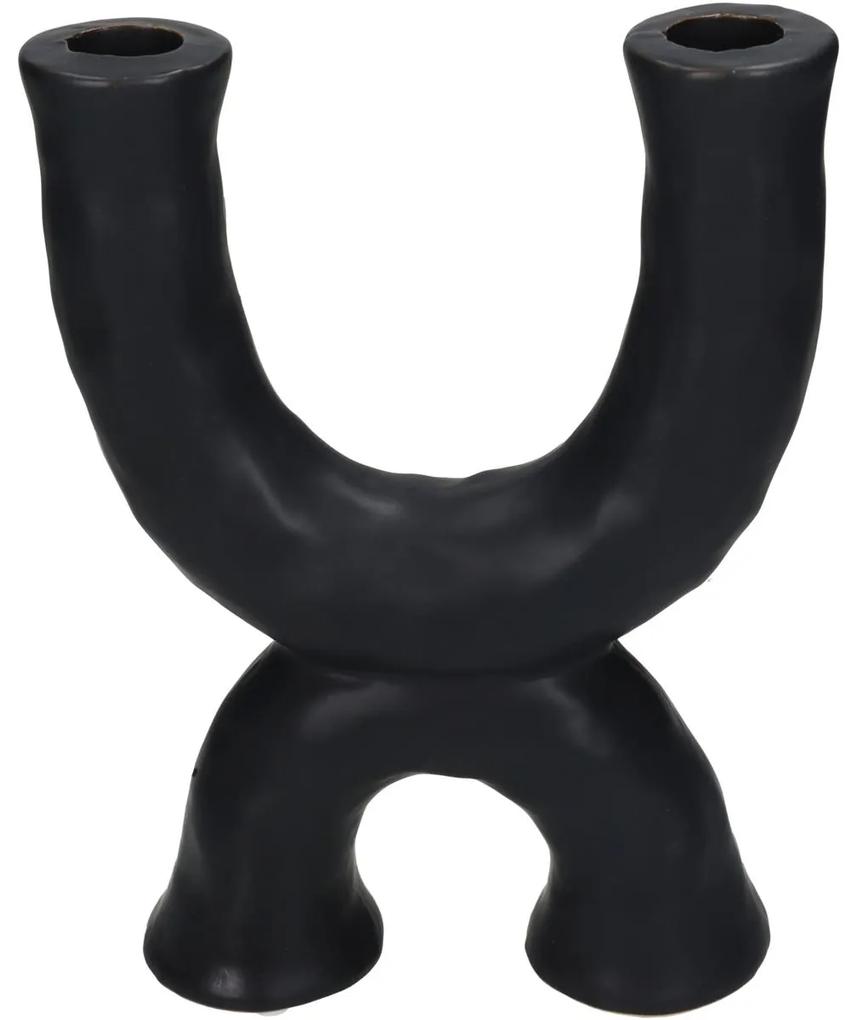 Κηροπήγιο ArteLibre Μαύρο Κεραμικό 16.5x5.5x21.5cm