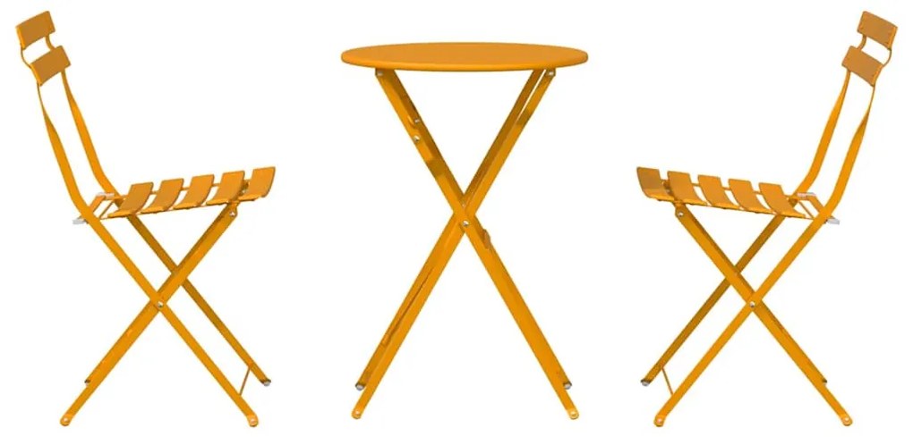 vidaXL Φορητό Σετ Μπιζερί 3 pcs Μουσταρδί Ατσάλι